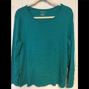 100% Cotton Stretchy Long Sleeve Turquoise T-Shirt